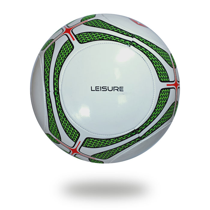 Leisure | white and green machine stitched 8 panels football